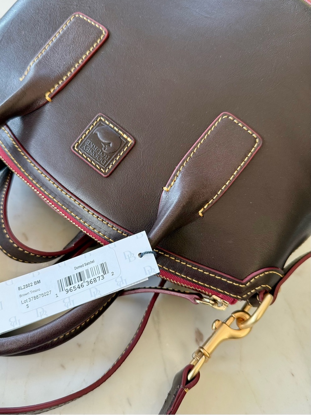 New Dooney & Bourke Florentine Domed Satchel Italian Vacchetta Leather - Picture 3 of 16